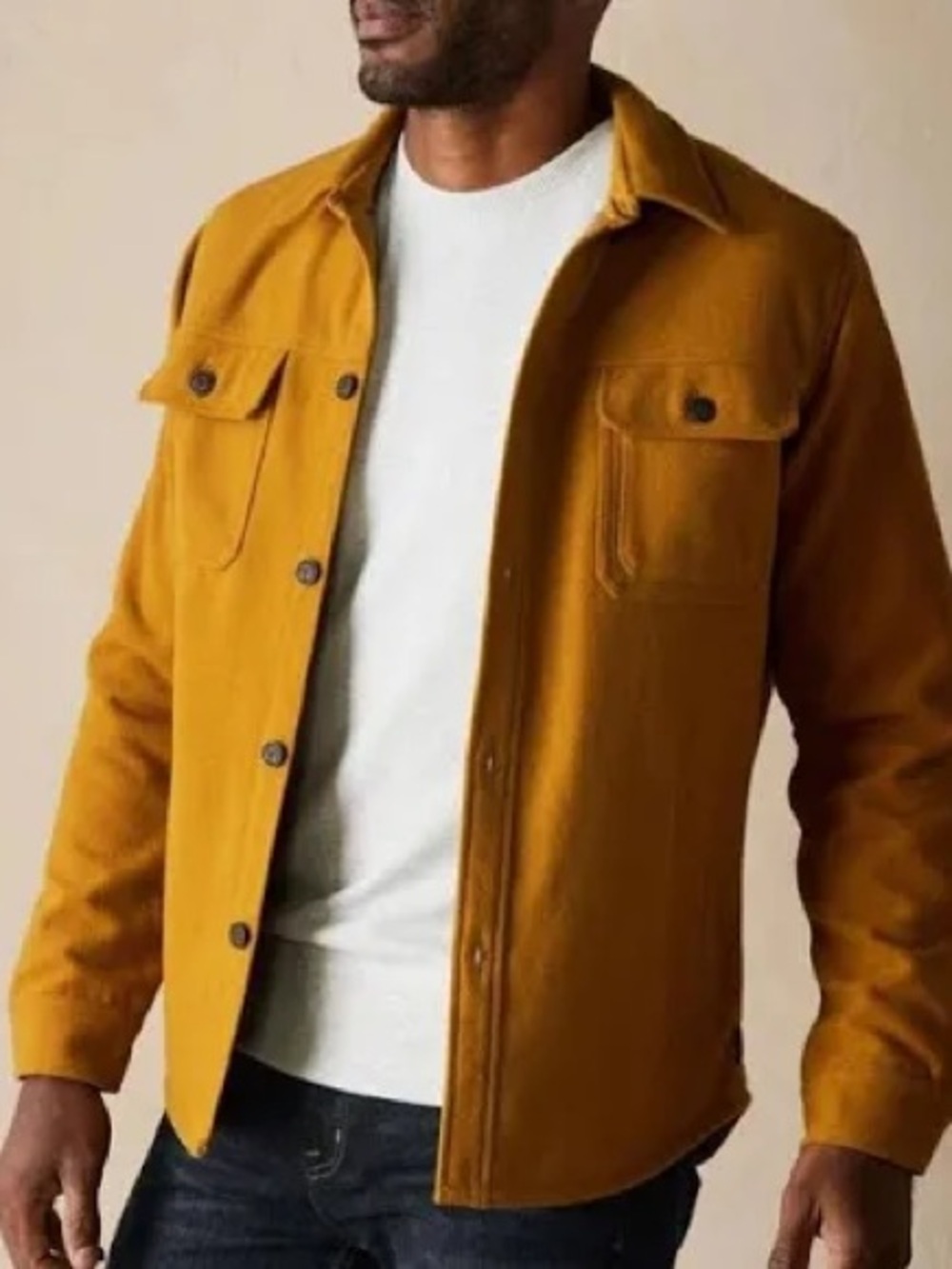 The Normal Brand Mustard Button-Up Shirt Jacket